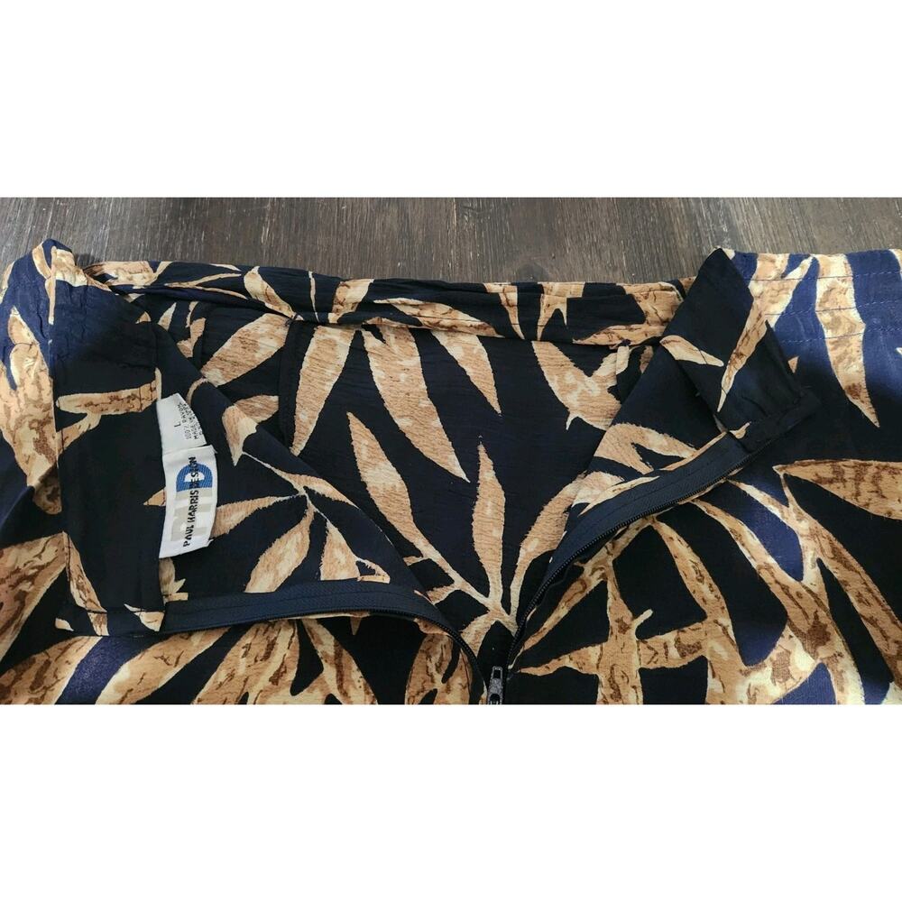 Vtg Paul Harris Design Women's Brown Green Animal Print Faux Wrap Maxi Skirt L - Picture 4 of 8
